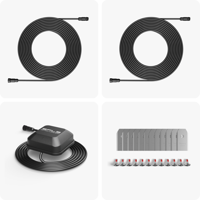 Segway Navimow robot lawn mower accessories featuring cables and blades.