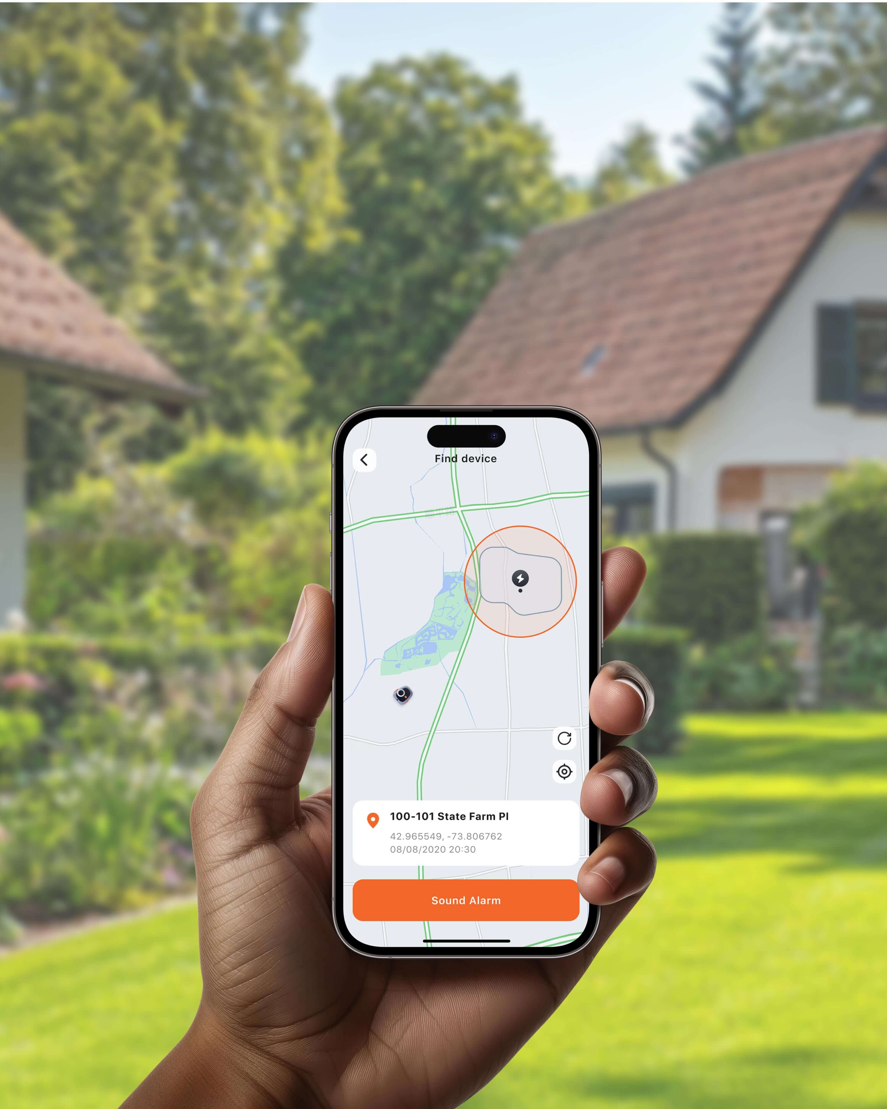 Navimow i110N robot lawn mower being tracked on a smartphone.