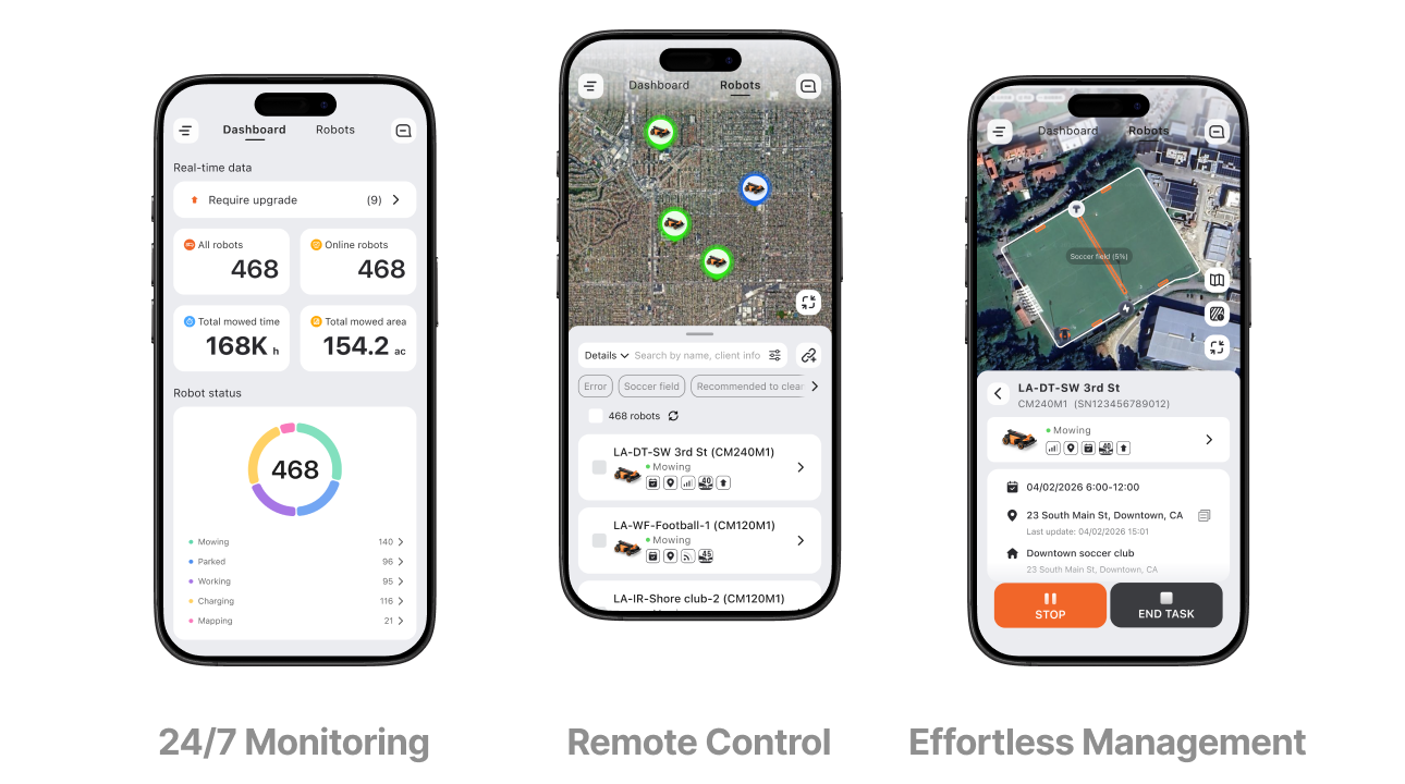 Navimow CM240M1 robot lawn mower app showcasing effortless remote management.