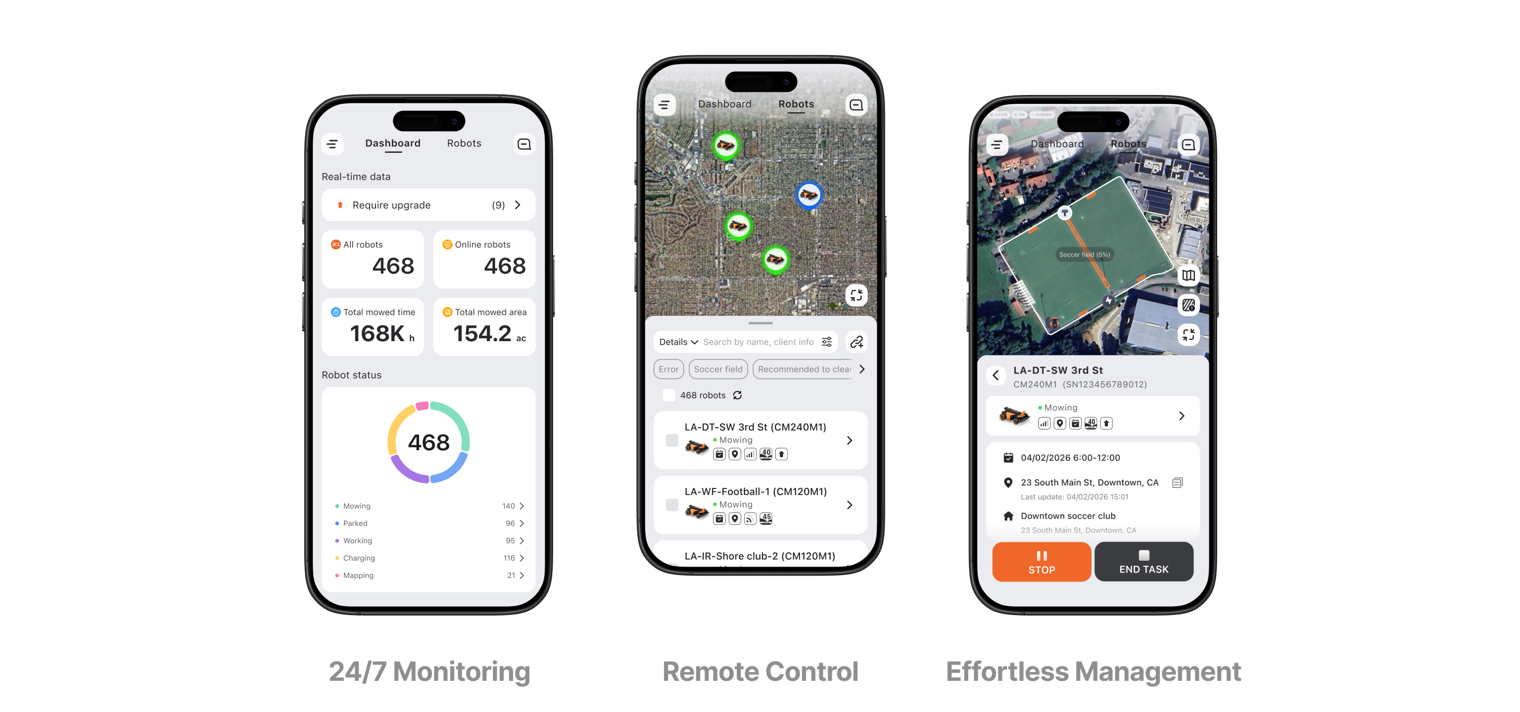 Navimow CM240M1 robot lawn mower app dashboard monitoring and control.