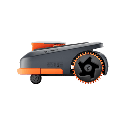 The picture shows a Segway Navimow i105E robot lawn mower.