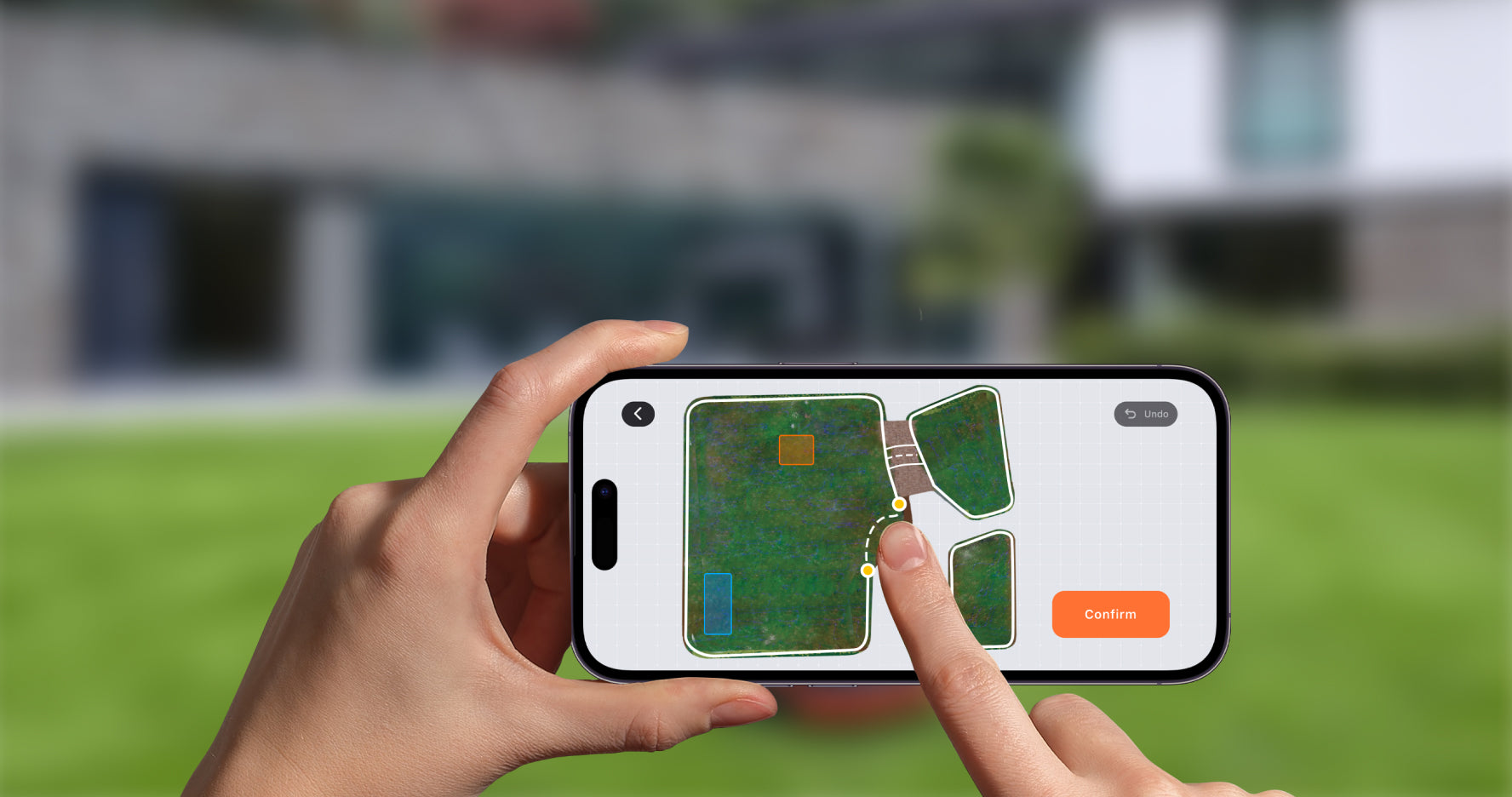 Segway Navimow i Series robot lawn mower mapping virtual boundaries.