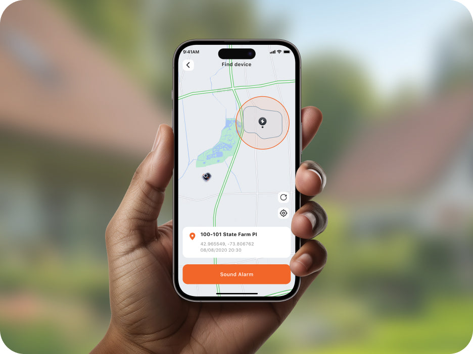 Navimow i105E robot lawn mower location displayed on smartphone app.