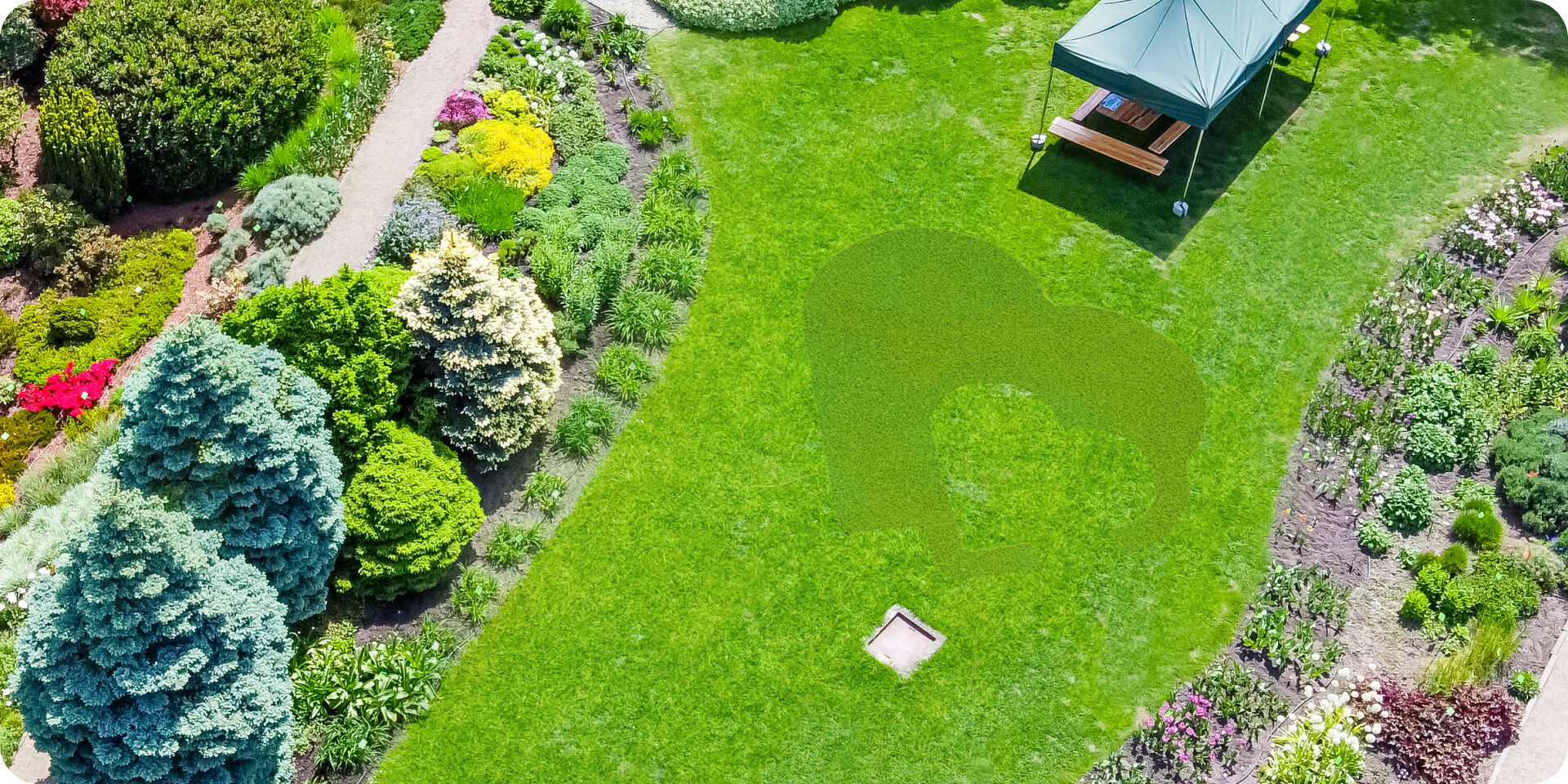 Navimow i105E robot lawn mower mowed a green grass heart.
