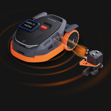 Segway Navimow robot lawn mower shown with its camera module.