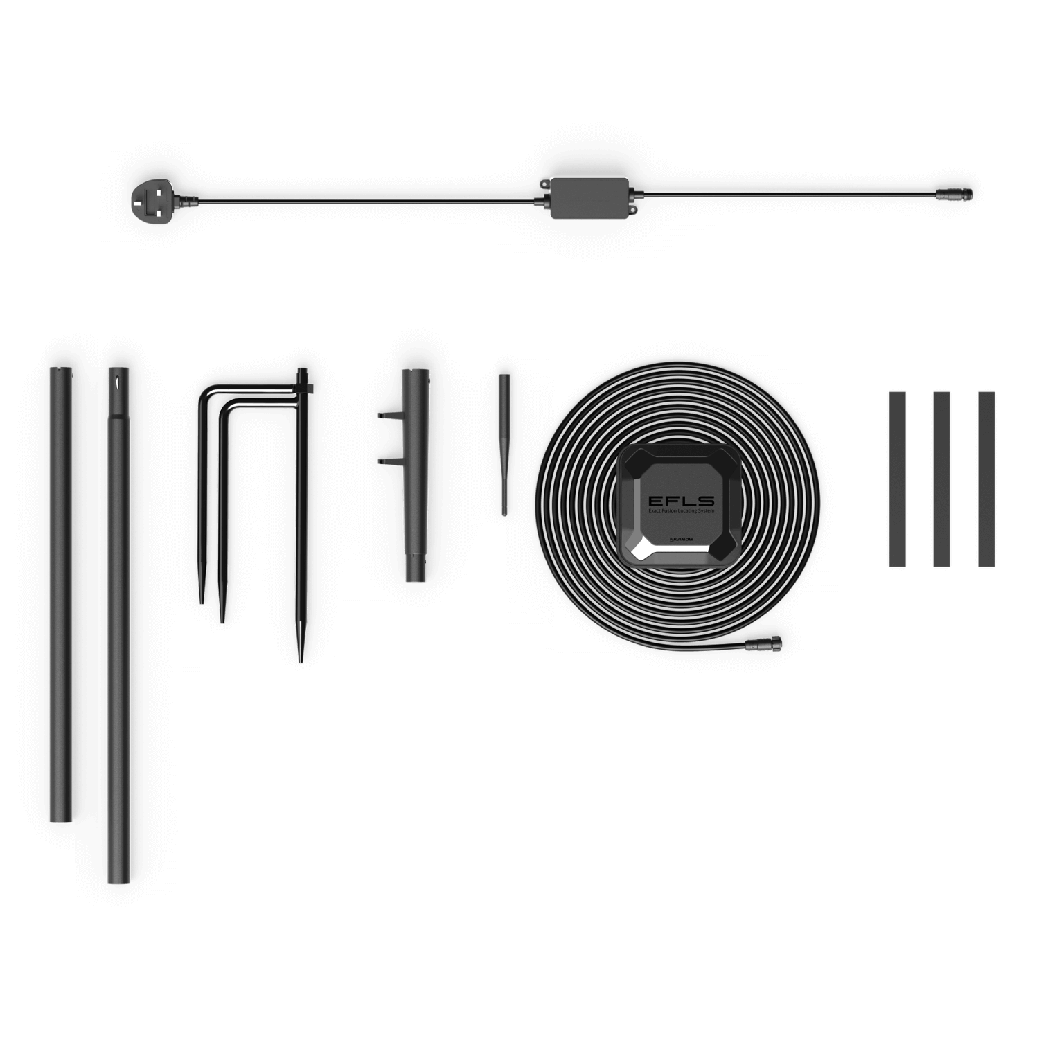 Navimow i105E robot lawn mower antenna kit with its accessories.