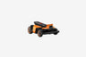 Navimow i110E robot lawn mower is smart orange and black.