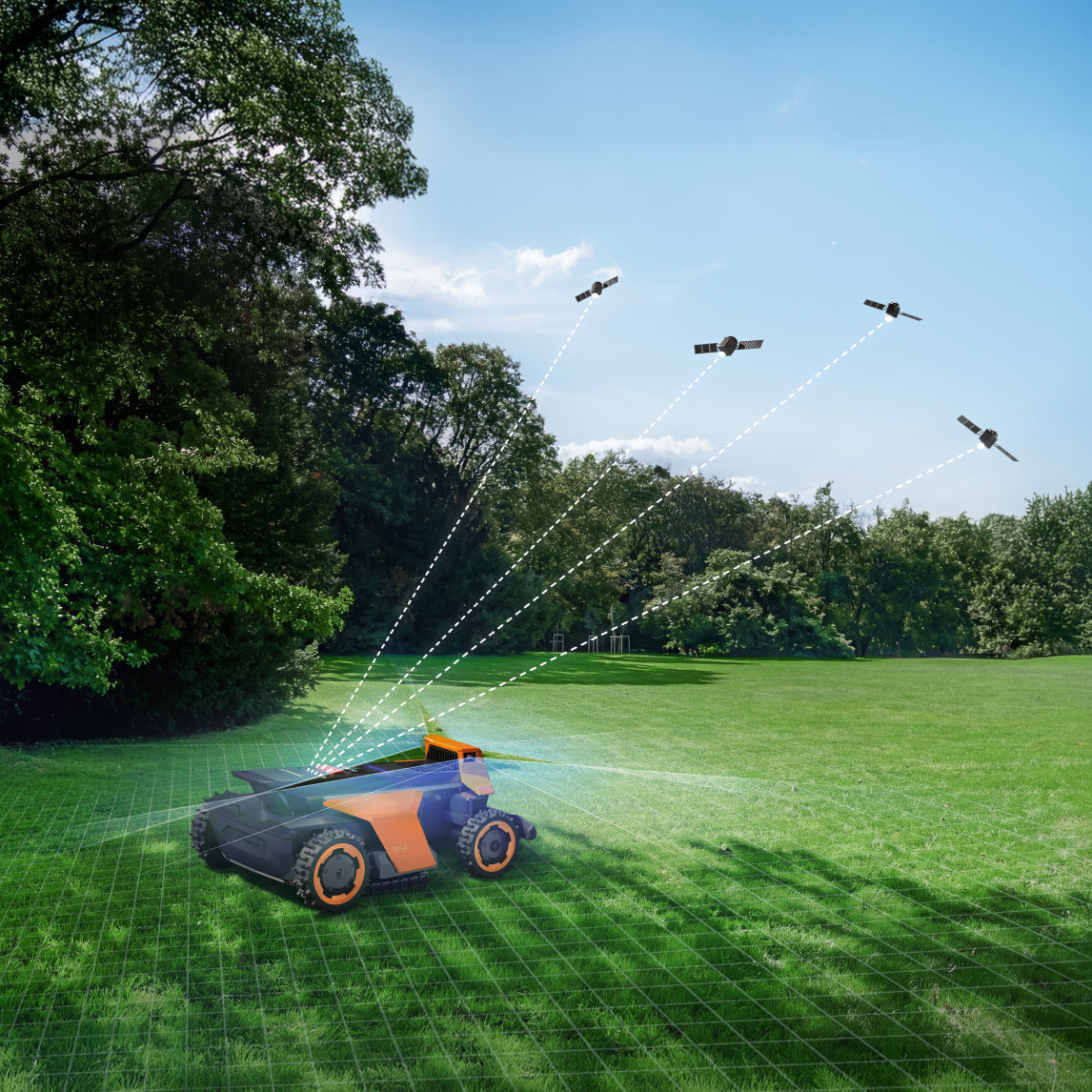 Segway Navimow i Series robot lawn mower in a field.