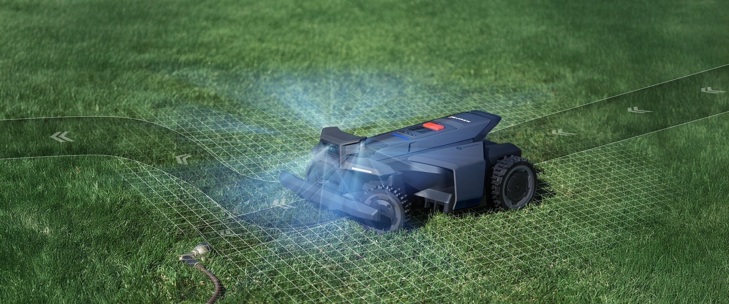 Segway Navimow i Series robot lawn mower mows the grass.