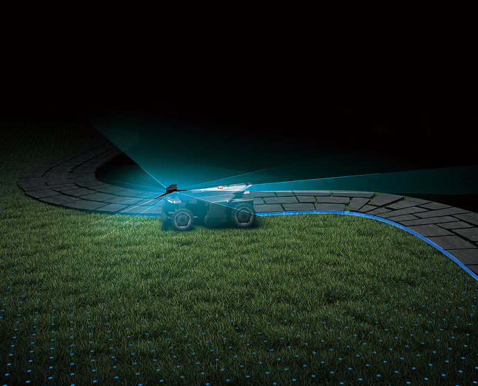 Segway Navimow i105E robot lawn mower mows the garden tonight.