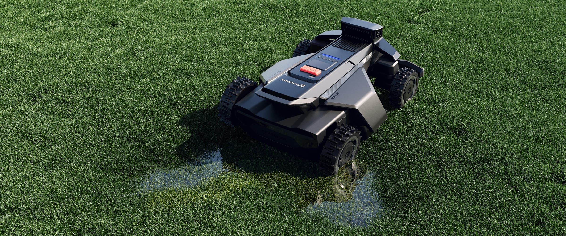 Navimow i105E robot lawn mower sits on the green grass.