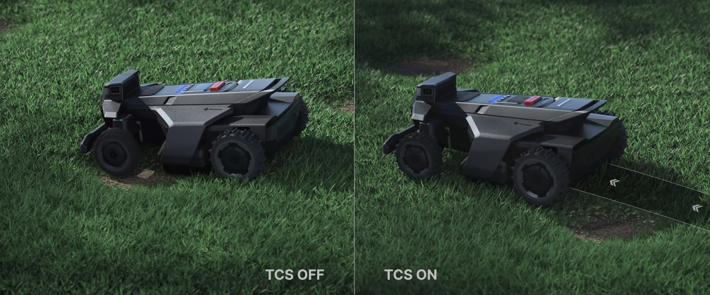 Segway Navimow i Series robot lawn mower showing traction control.