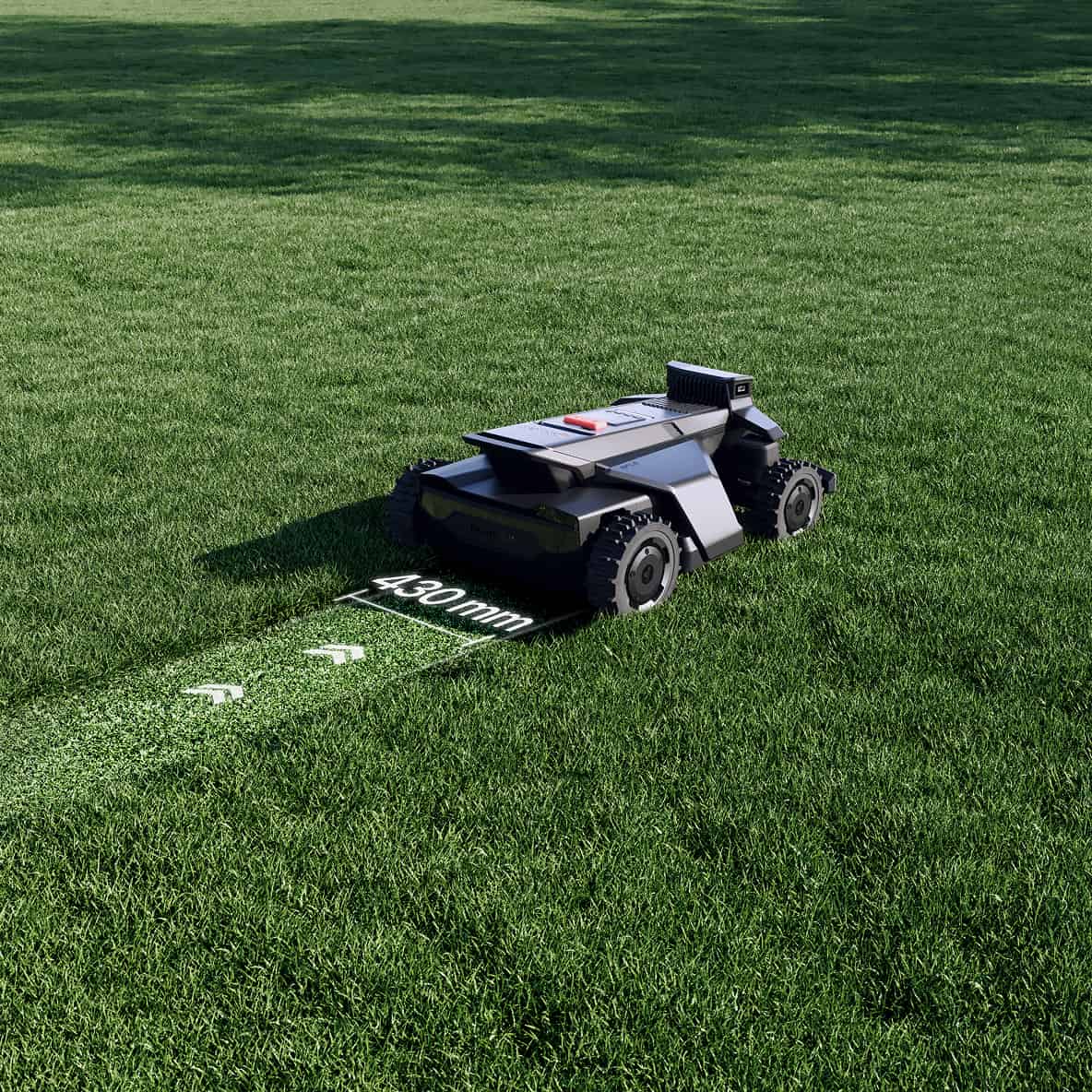 The Navimow i110E robot lawn mower mows the big field.