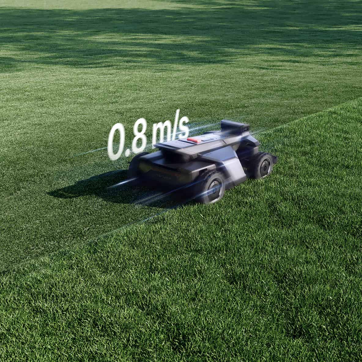 Segway Navimow i110N robot lawn mower cuts the green grass.