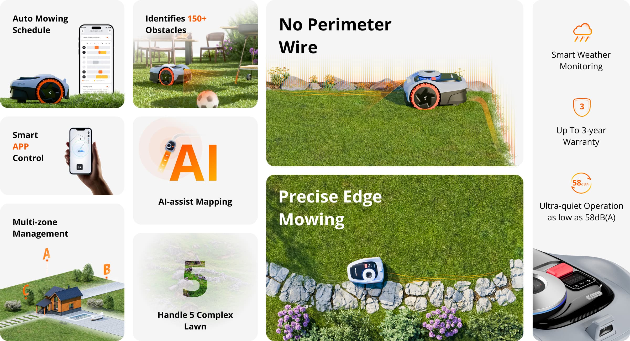 Segway Navimow i110N robot lawn mower features smart AI mapping.