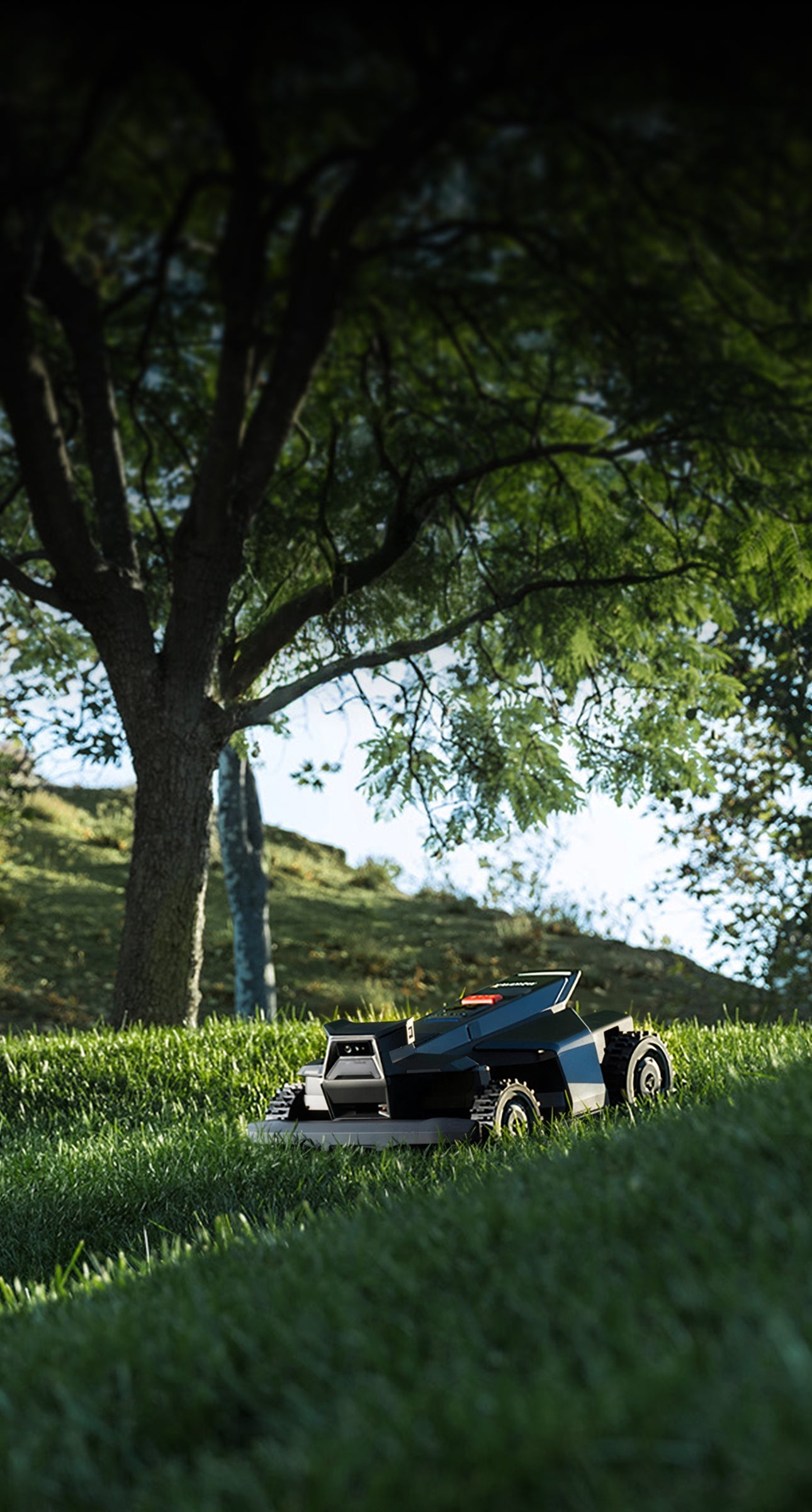 Navimow i110N robot lawn mower is mowing the green grass.