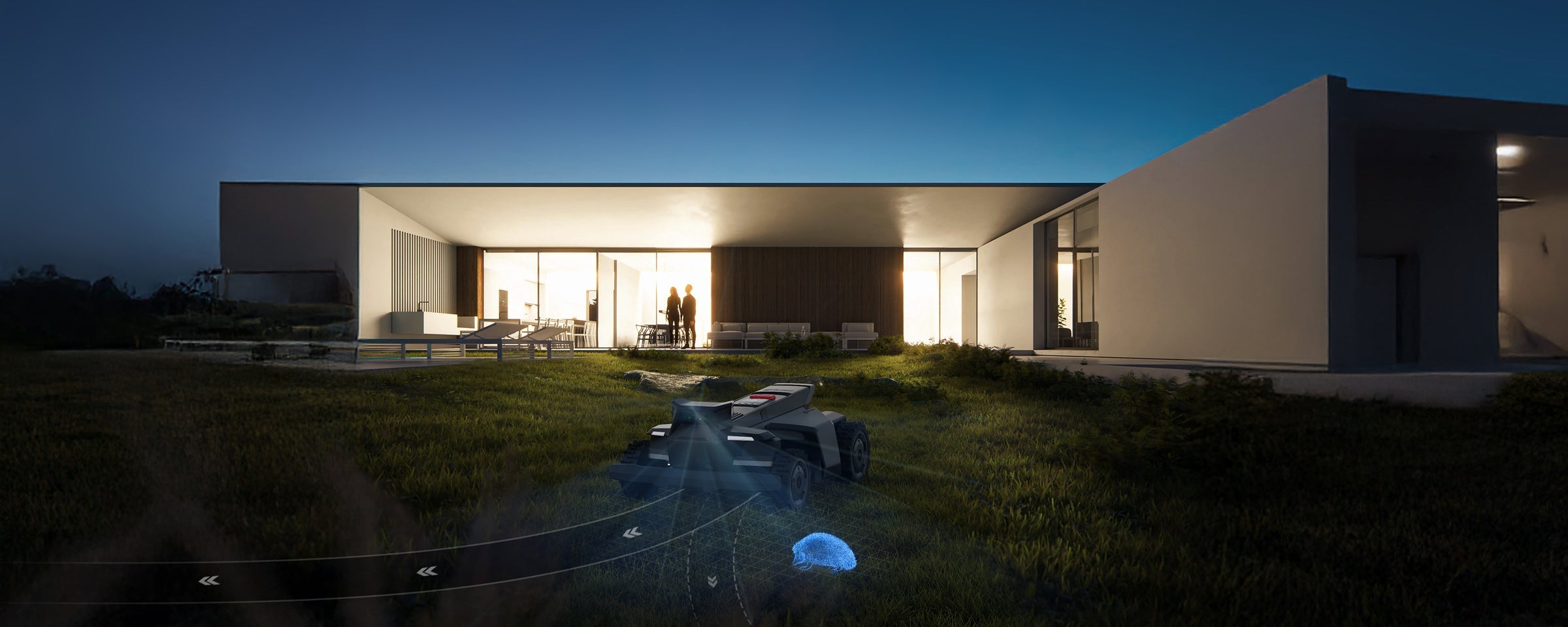 Navimow i Series robot lawn mower detects a blue hedgehog.