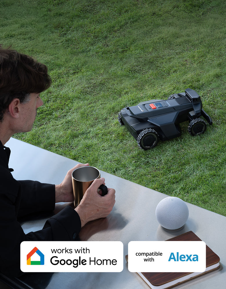 Navimow i Series robot lawn mower works with Google Alexa.